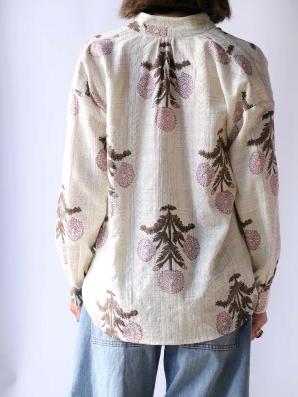 Alix of Bohemia Kiki Triple Bloom Shirt Small Cotton Boxy Relaxed Floral Boho - Picture 3 of 13